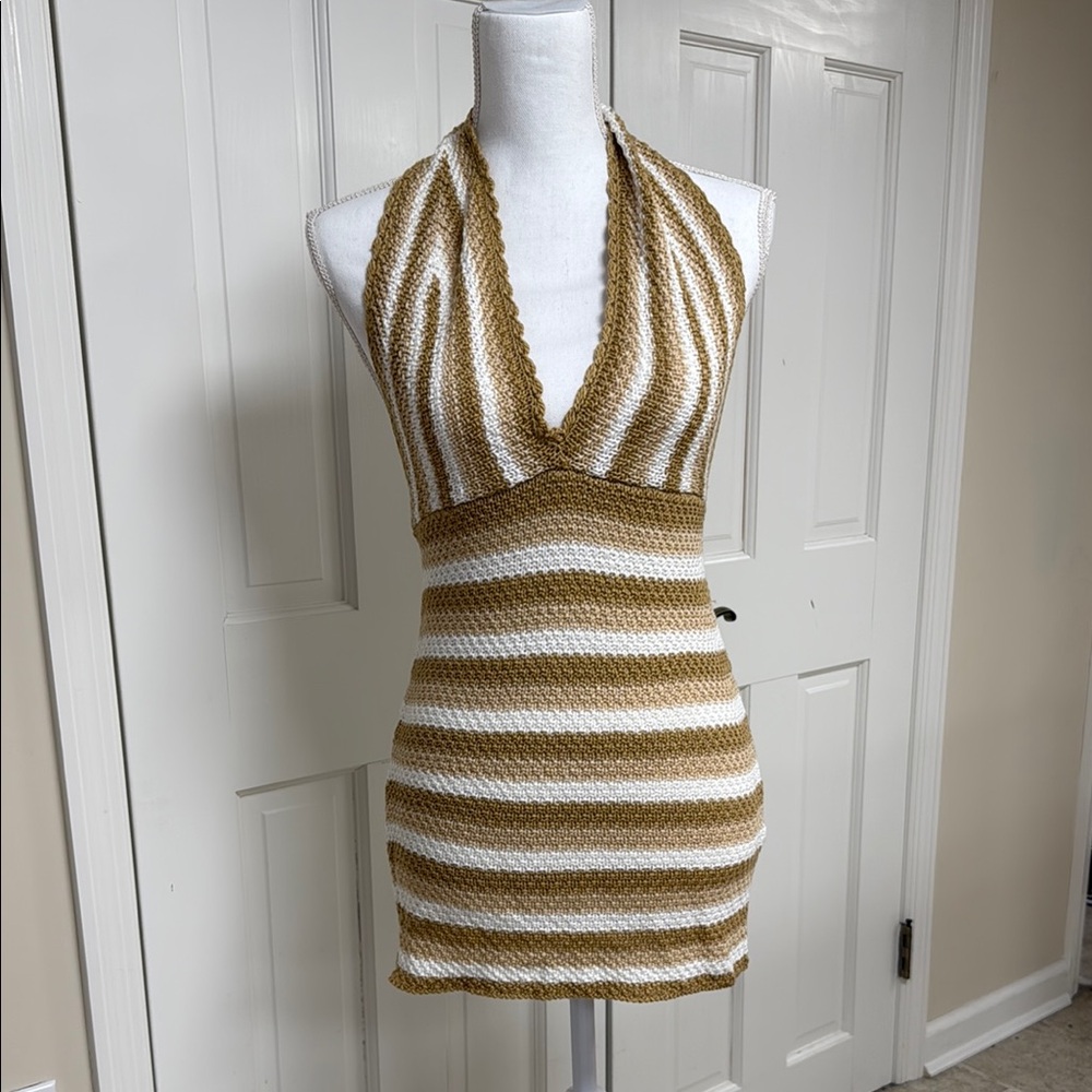 🖤White Fox Striped Halter Knit Dress🖤